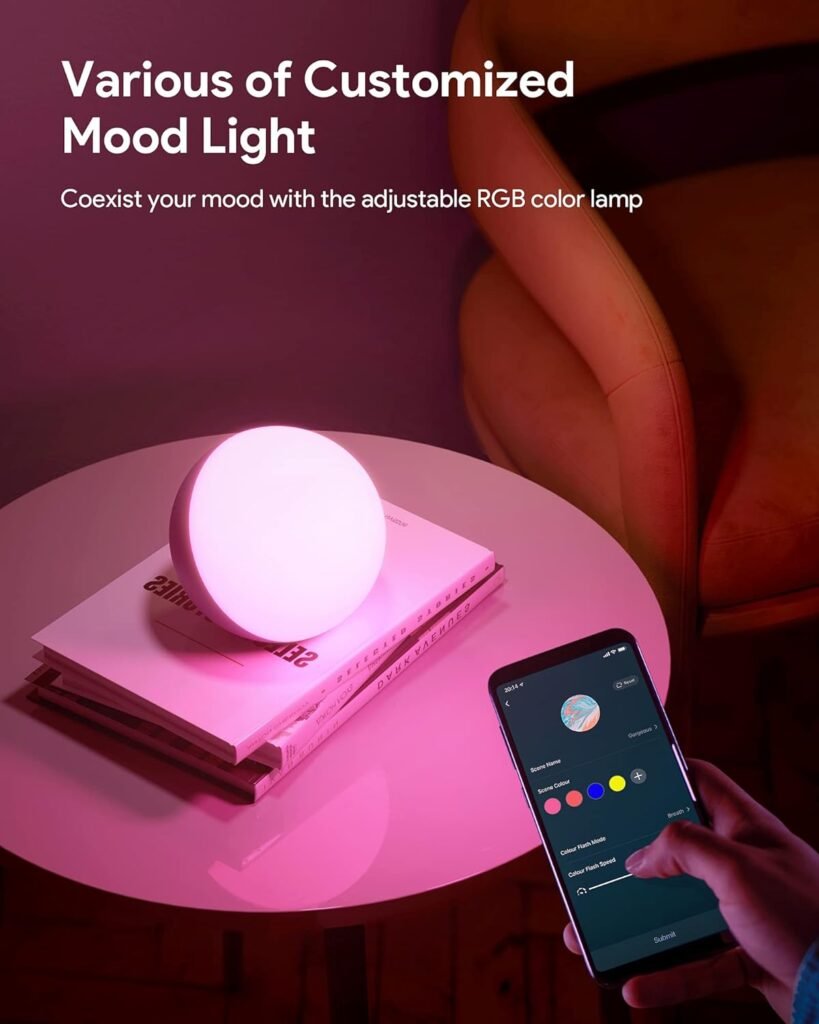 Smart Table Lamp, Dimmable Desk Lamp with App / Voice Control, LED RGB Color Changing Touch Lamp, Night Lamp for Bedroom Compatible with Alexa