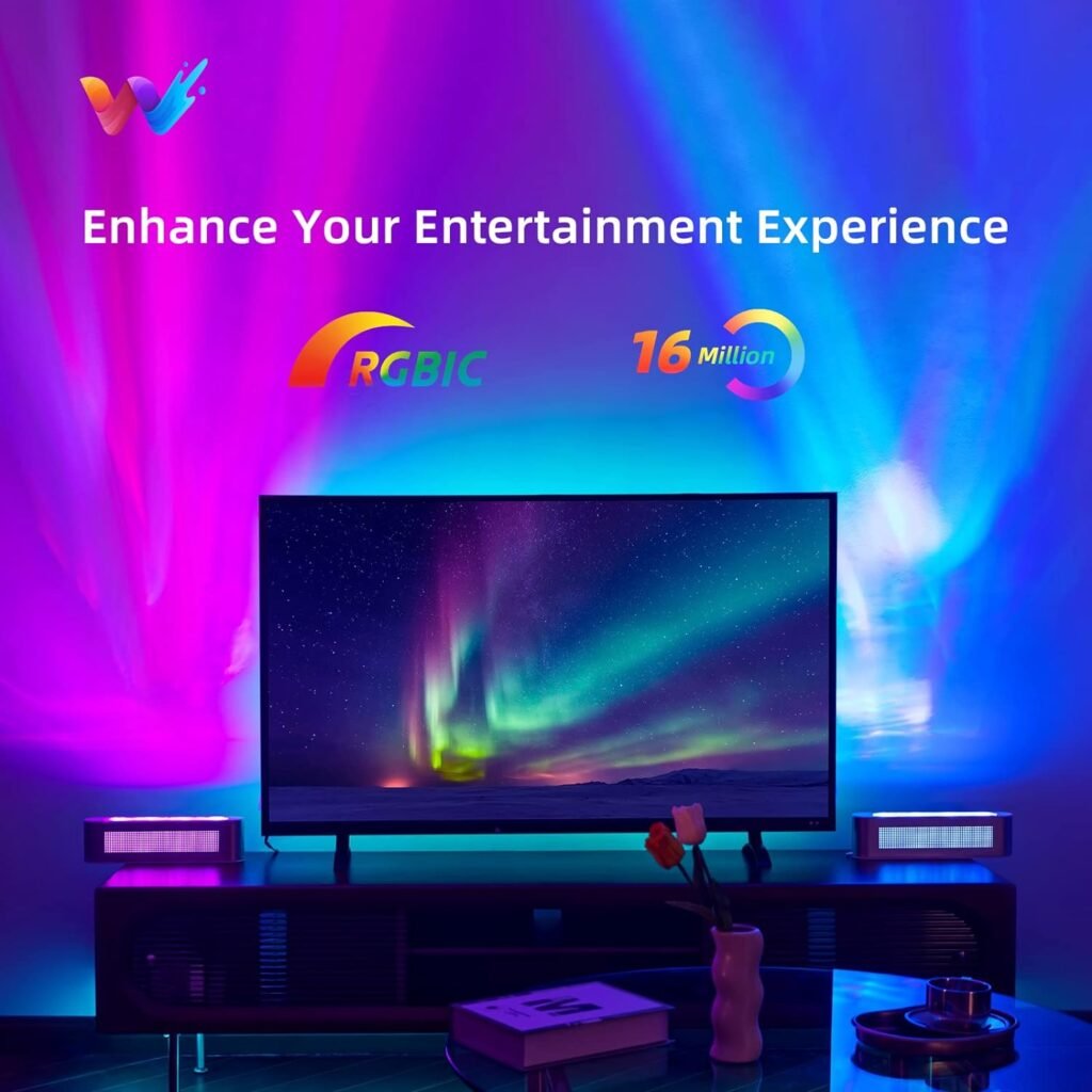 woohlab Smart LED Light Bar, RGBICW with Scene and Music Modes, Sync Music, Gaming Lights, Mood Lighting, TV LED Backlight, Room Lights, Ambient Lighting for Movies, Gaming, PC, TV, Room Decoration