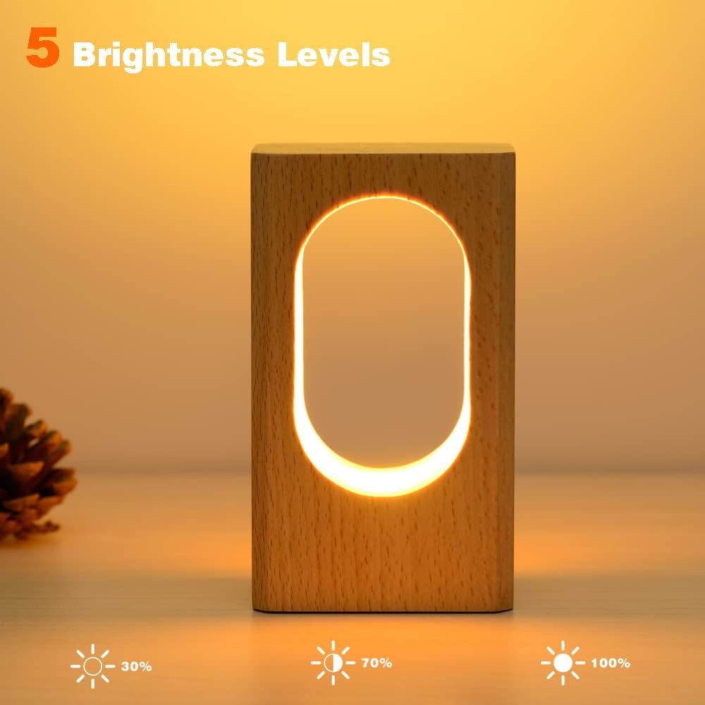 LED Wood Desk Lamp, Bedroom Bedside Night Light, Dimmable Led Lighting, Creative Home Decor Table lamp, Unique House warmging Gift