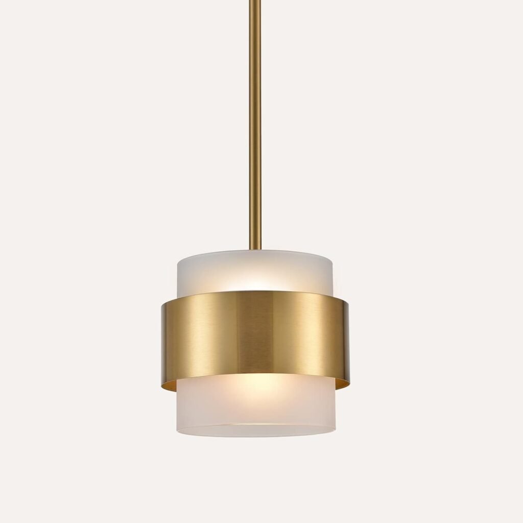 CLAXY Modern Brass Kitchen Pendant Light Height Adjustable Pendant Light Clear Glass Shade