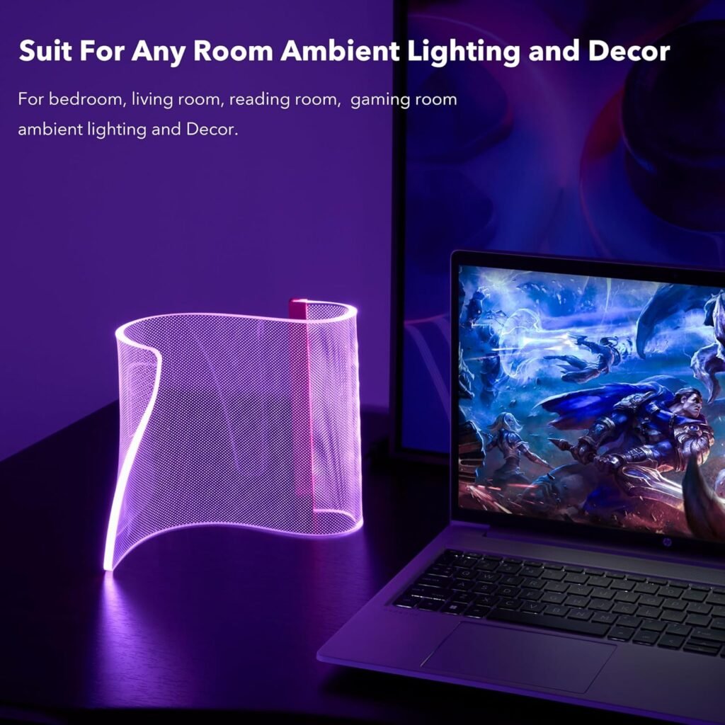 Modern Curved RGB Table Lamps for Bedrooms and Desks - Futuristic Ambient Mood Lighting for Gaming Rooms